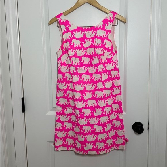 Lilly Pulitzer Women’s Elephant Sheath Dress Neon Pink/ White 4 - Picture 2 of 9